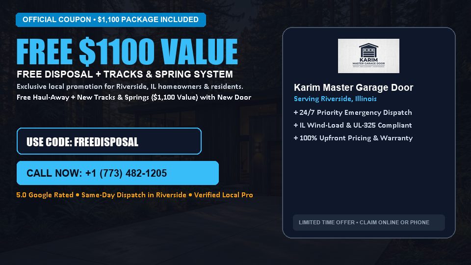 Karim Master Garage Door FREE Haul-Away & Heavy-Duty Tracks with New Door
