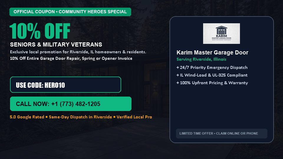 Karim Master Garage Door 10% OFF Seniors & Military Veterans